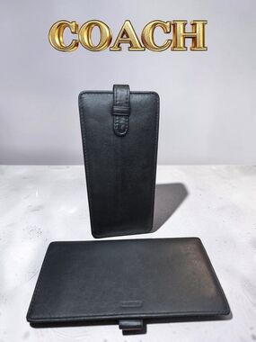COACH Black Leather Eyeglass 1990s Case And Checkbook Holder Vintage EUC